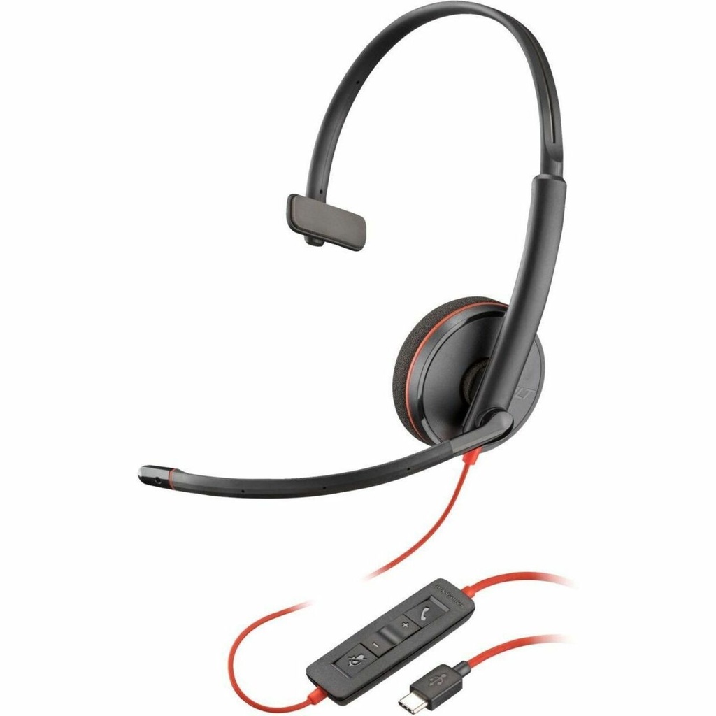 [DH-8X214A6] Poly Blackwire 3210 Monaural USB-C Headset +USB-C/A Adapter (Bulk)