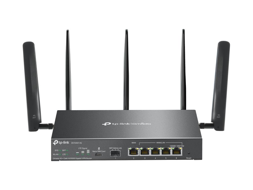 Omada 4G+ Cat6 AX3000 Gigabit VPN Router PORT: 1 Gigabit SFP WAN/LAN P