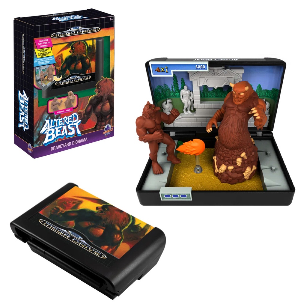 Console Heroes SEGA Altered Beast Cartridge Diorama (Genesis; Werewolf & Aggar boss figures)