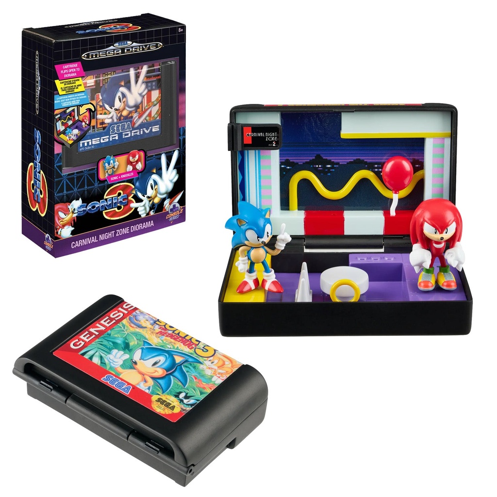 Console Heroes SEGA: Sonic the Hedgehog 3 Cartridge Diorama Playset (Carnival Night Zone – mini Sonic & Knuckles figures)