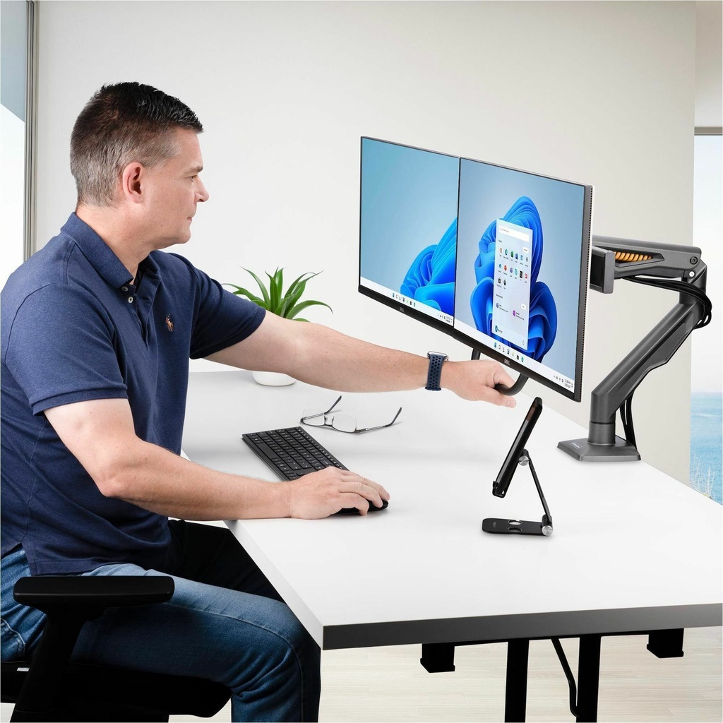 StarTech Desk Mount Dual Monitor Arm w/Crossbar, Up To 27" Display, VE