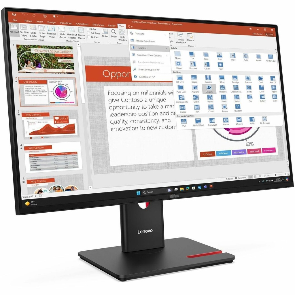 Lenovo ThinkVision T27-40 27" Class Full HD LED Monitor - 16:9 - Eclip