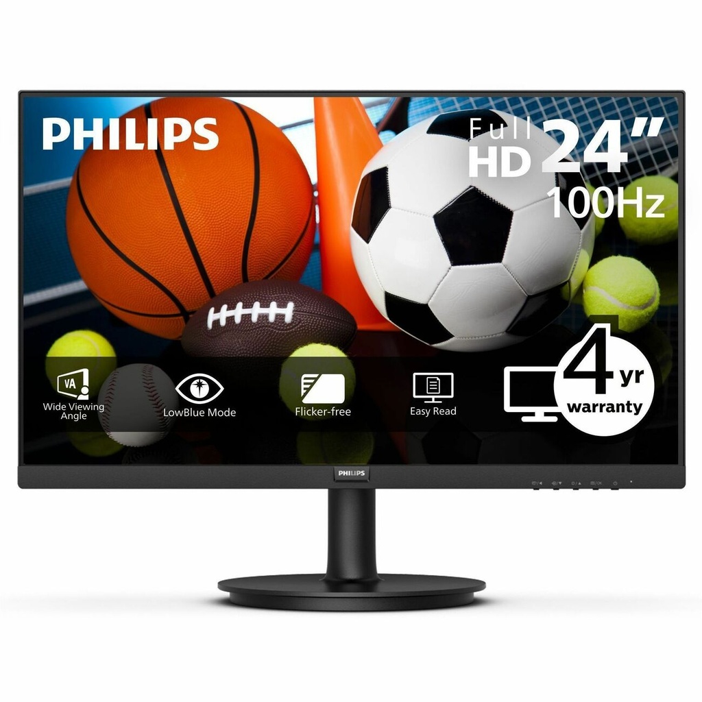 [DH-241V8LBS] PHILIPS 241V8LBS - 24 inch Monitor, LED, FHD, HDMI, VGA, 4 Year Manufa