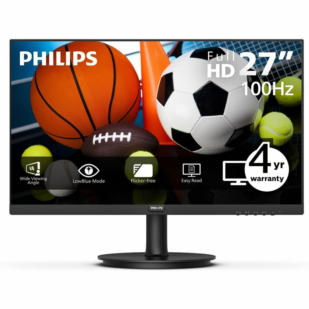 [DH-271V8LBS] PHILIPS 271V8LBS - 27 inch Monitor, LED, FHD, HDMI, VGA, 4 Year Manufa